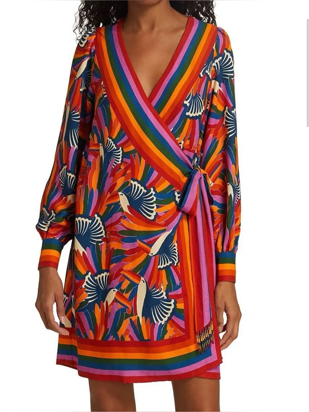 New w/out tag Farm Rio Toucan Tropical Wrap Dress - Anthropologie - plus gift - - Picture 4 of 9